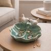 Handmade Bird Shaped Pastry Plate Floral Cute Ceramic Dessert Plate Exquisite Necklace Ring Storage Tray Living Room