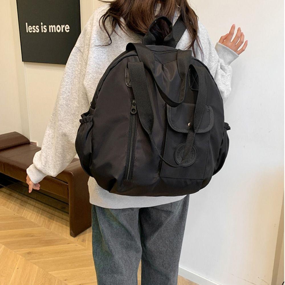 Solid Color Round Shape Shoulder Bag Large Capacity Fitness Bag Swimming Nylon Backpack  Girls