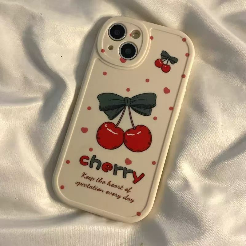 Oil painting love bow cherry for apple 11/11/11 pro mobile phone case 11promax11/11/11X