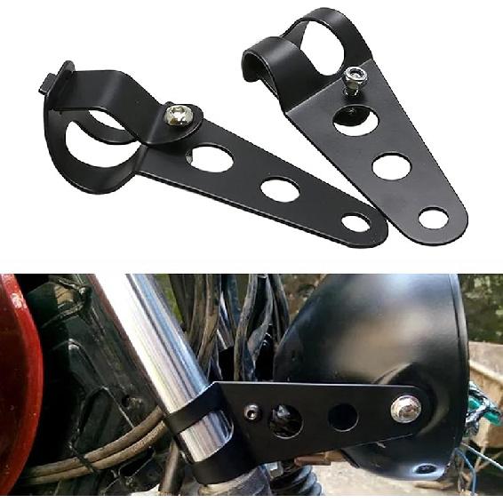 Anki HappiGo ANKIA Universal 33mm-43mm Metal Motorcycle Modified Headlight Mount Brackets Clamp Fork Ear for Motorcycle Chopper Cafe Racer (Black)