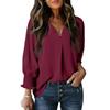 New Autumnal and Winter Women's V-neck Casual Long-sleeved Loose Shirt Top Blouse T-shirt