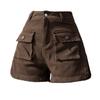 2026 Summer American Retro High Waist Wide Leg Cargo Denim Shorts for Women