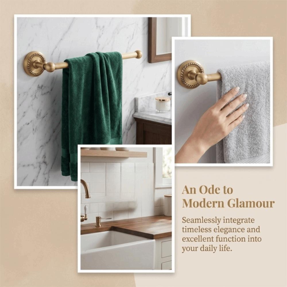 Antique Gold Towel Rack Copper Towel Shelf Vintage Towel Bar  Space Saving