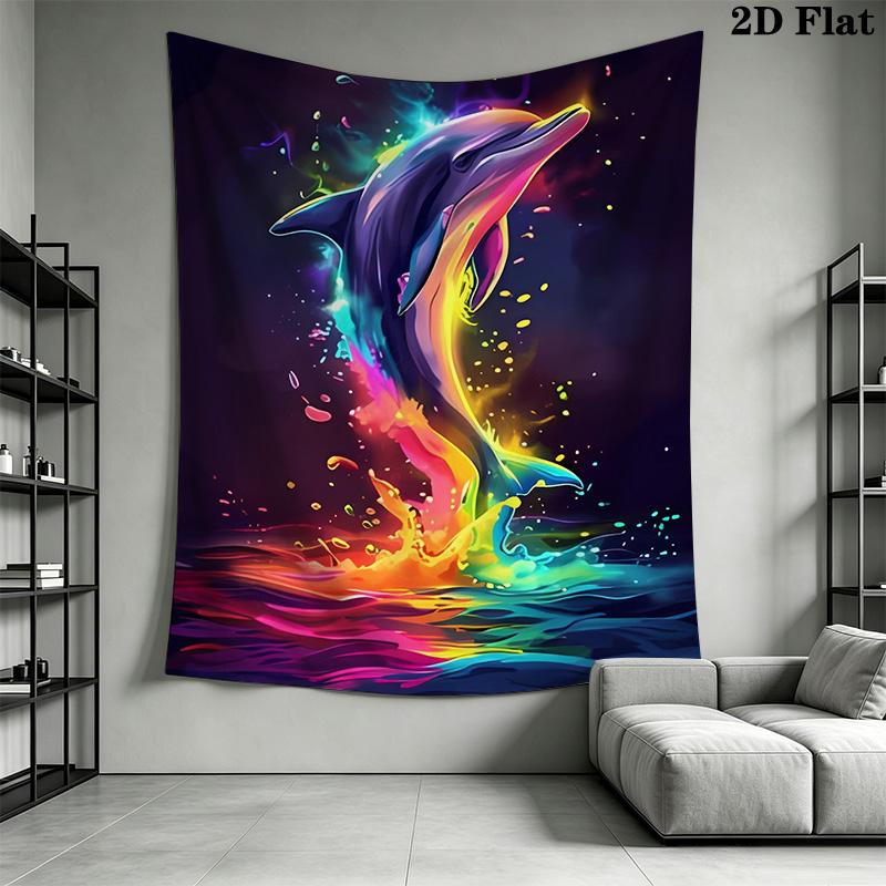 Colorful Dolphin Pattern Home Decor Tapestry, Wall Hanging, Decorative RV Wall Cloth.MGT0918539