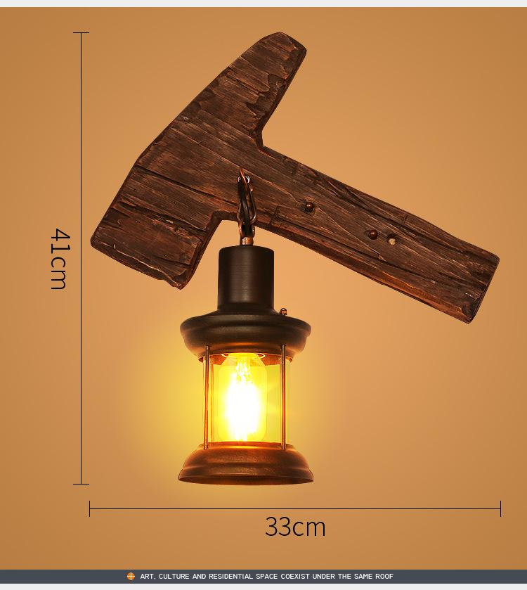 Vintage Industrial Wood Wall Lamp for Bar, Cafe, or Bedroom