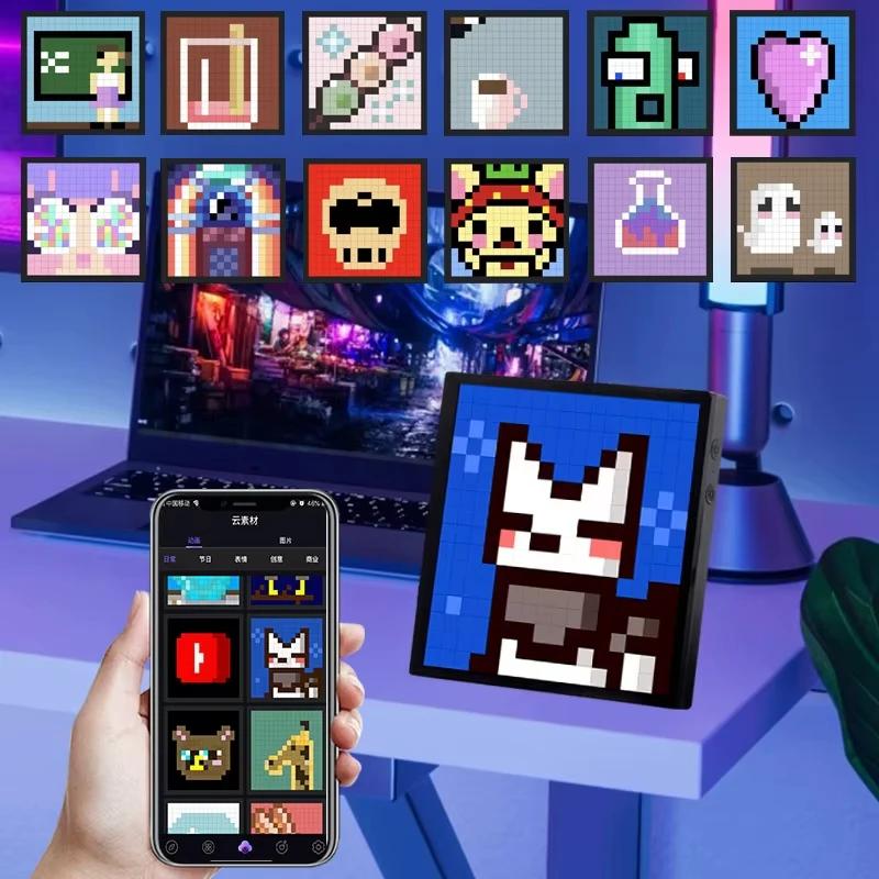 DIY Smart LED Pixel Matrix Panel Programmable Animation Display Screen APP Control Pixel Art Sign for Gaming Anime Room Decor