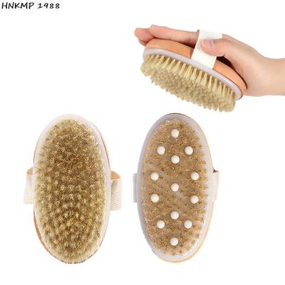 2 In 1 Trockenbürste für den Körper Naturborsten Entferner für abgestorbene Haut Anti-Cellulite Peeling Durchblutung Gesundheit Massage-Werkzeuge