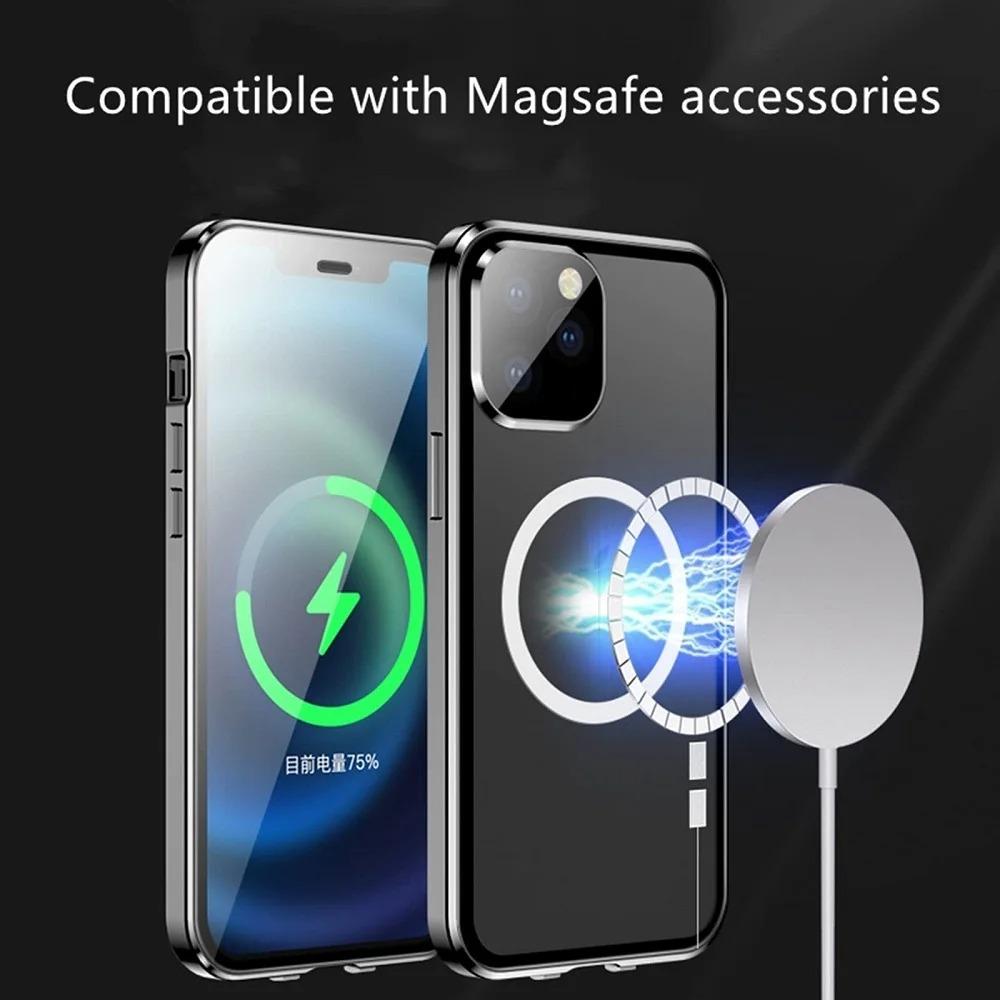 Case for Samsung Galaxy S25 Ultra S26 S24 Plus S23 S22 FE Double Sided Tempered Glass, Magnetic Aluminum Alloy, Magsafe Wireless Charging Phone Bumper