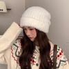 Plush rabbit fur knitted hat women's autumn and winter cold-proof face small wool hat warm ear protection big head circumference stacking hat
