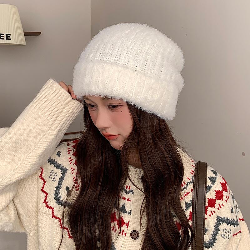 Осенне-зимняя теплая защита ушей пушистая вязаная свободная шапка большого объема женская