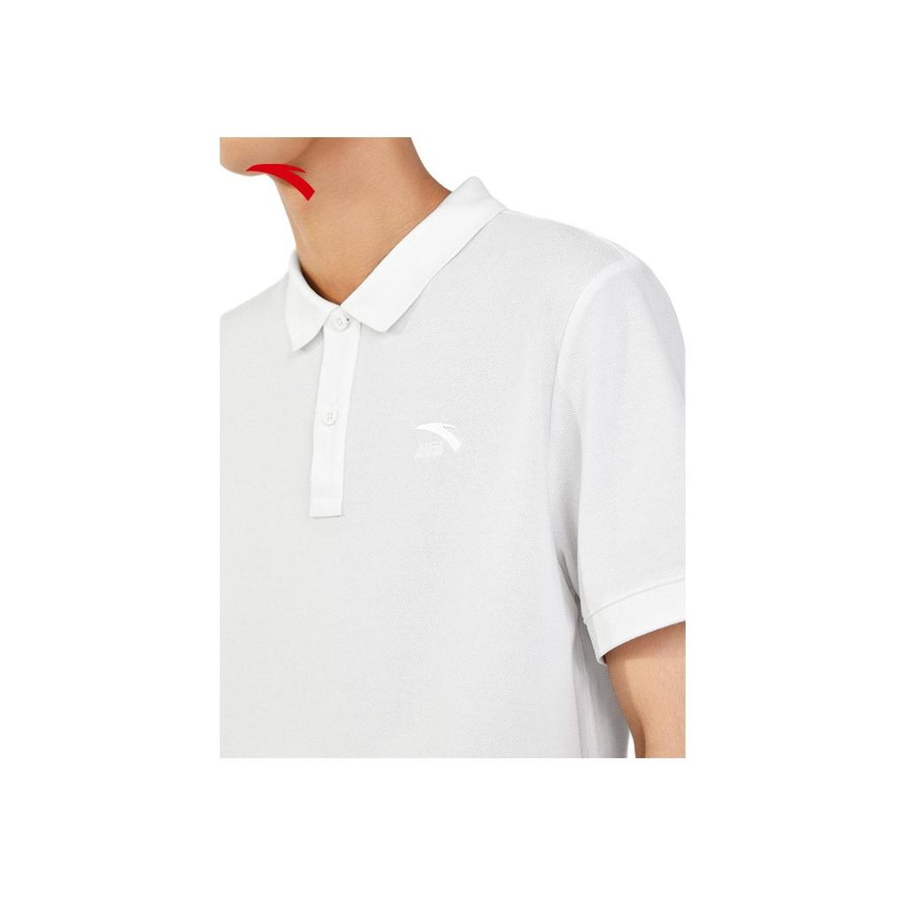 Anta Lifestyle Series Logo Breathable Comfortable Casual Quick-Dry Polo Shirt Men Tops Snow-White 152438119-1