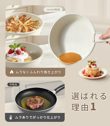 CAROTE 6-Piece Frying Pan Set, Gas and Induction Compatible, PFOA/PFOS Free, 5-Layer Construction, Lightweight, Removable Handles, 26cm Frying Pan, Eg