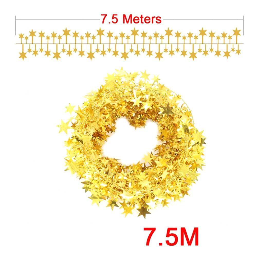 New Year Xmas Christmas Tree Christmas Decoration Rattan Garland Hanging Ornaments Star Pine Tinsel