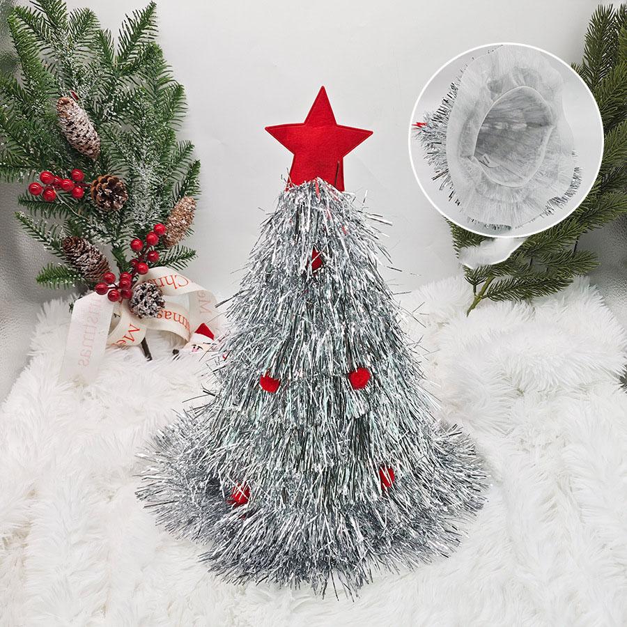 Czapki Choinkowe Materiał Czapka Deszczowa Jedwabna dla Dorosłych Dzieci Zabawna Czapka Świętego Mikołaja z Błyskotkami Kostium na Imprezę Świąteczną Bożonarodzeniową Dekoracja Noworoczna