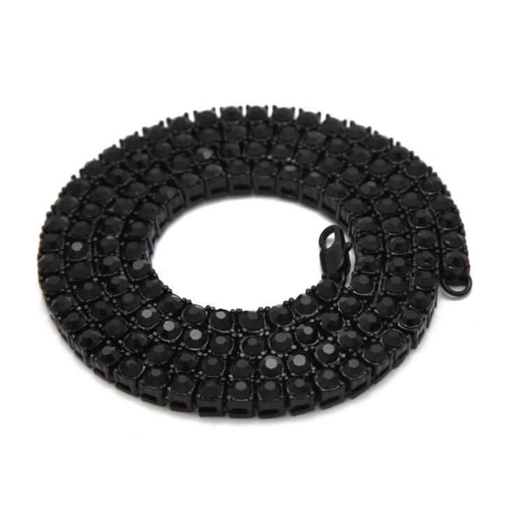 

Men s Hip Hop Bling Bling Iced Out Tennis Chains 1 Row Necklaces Luxury Brand Silver/Gold Color Men Chain Fashion Jewelry 18inch чорний