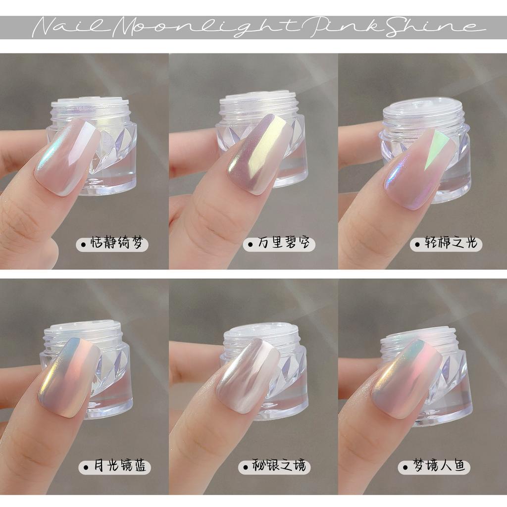 0.3g Pigment Pearl Rubbing On Nails Aurora Pink Chrome Dust Nail Art White Moonlight Mirror Glitter Manicure Holographic Powder