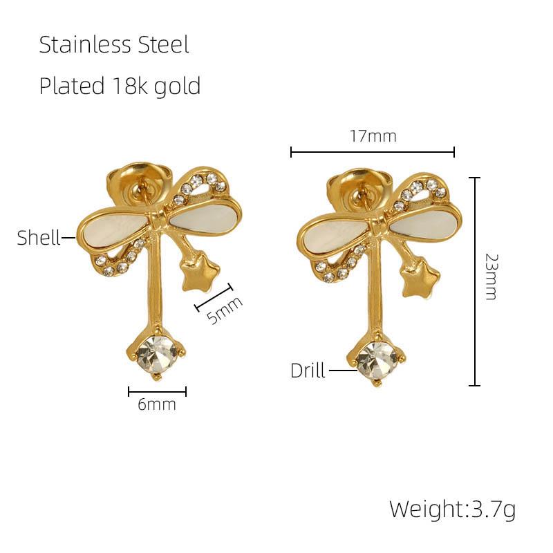 

Роскошные серьги с бриллиантами из нержавеющей стали 18 карат для женщин - Уникальный европейский и американский дизайн 18K