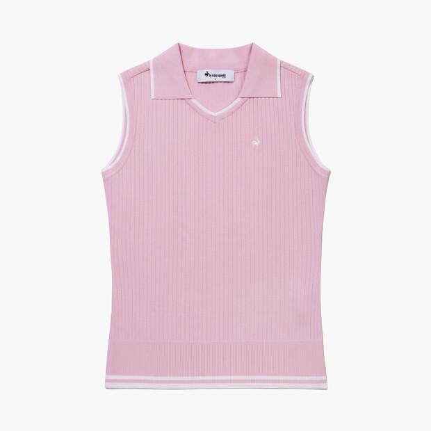 LECOQ GOLF Women'S Dry Ribbed Sleeveless Sweater _Pink Gr222Lkp52