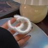 Plush Hoop Earrings for Women Furry White Round Hoop Geometric Statement Earrings Jewelry for Wedding Party Winter Jewelry