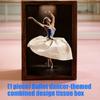 Natural Wood Tissue Box With Ballet Dancer Figure Desktop Paper Dispenser for Living Room Bedroom Bathroom