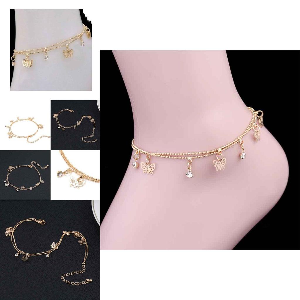 Elegant Womens Gold Plated Butterfly Charm Anklet Bracelet For Beach Outings
