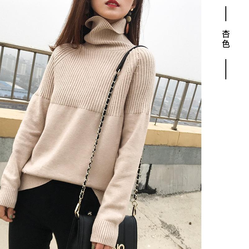 New Turtleneck Autumn and Winter Knitted Sweater Solid Color Loose