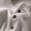 Slim Fit Men's Basic Tee Casual T-shirts Waffle Long Sleeve Shirts Thermal Solid Half Button Breathable Cotton Shirts