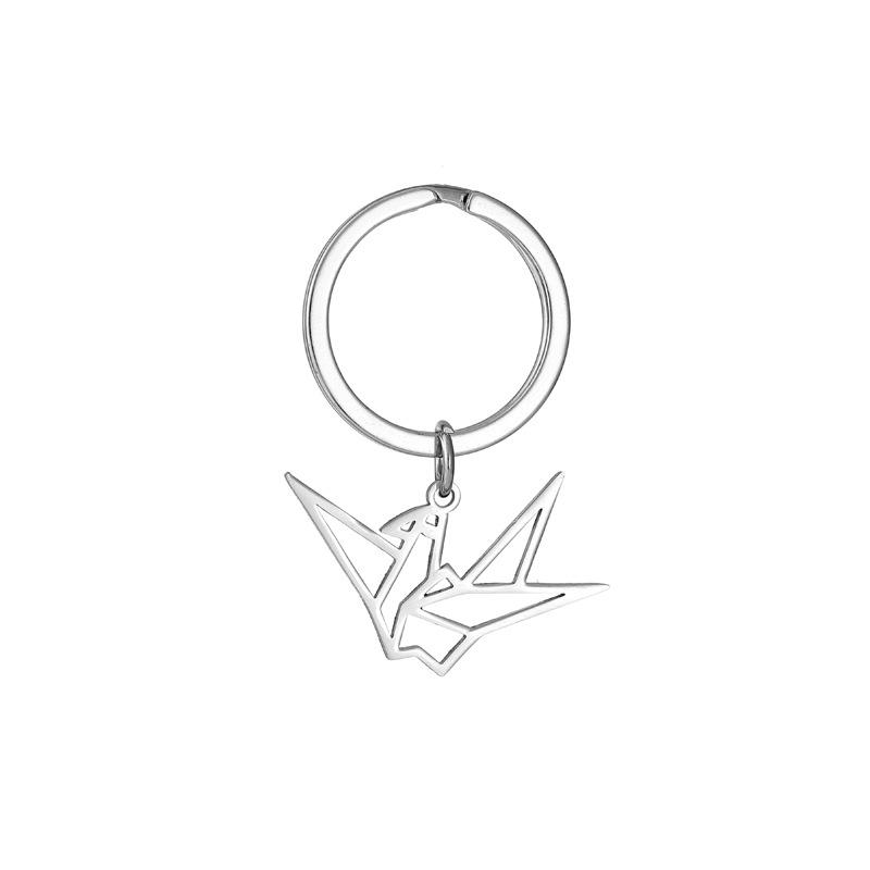 

Sheep Paper Crane Stainless Steel Keychain Simple Lovely Design Fashion Keyring Practical Lightweight Daily Pendant