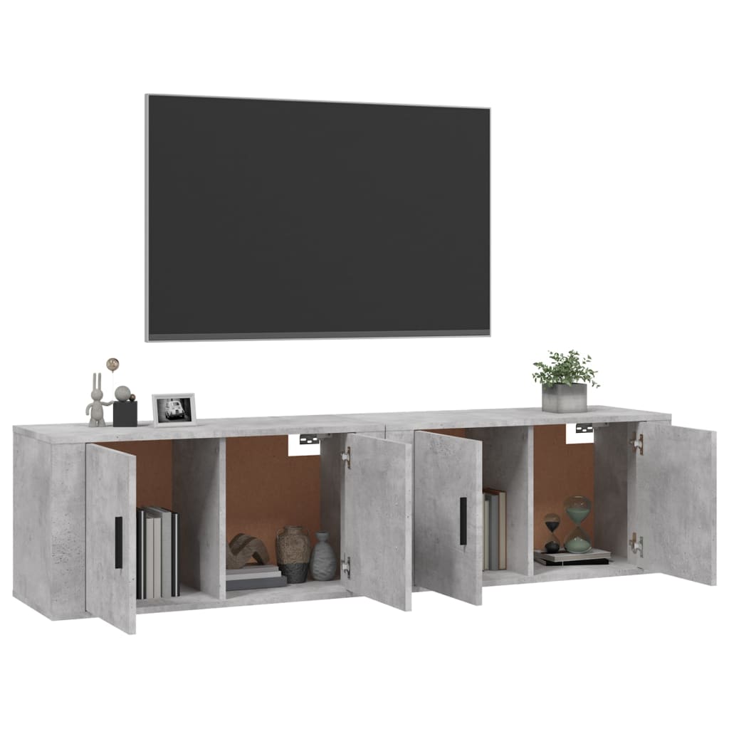 Wall Mounted TV Cabinets Set of 2 Concrete Grey 80 x 34.5 x 40 cm