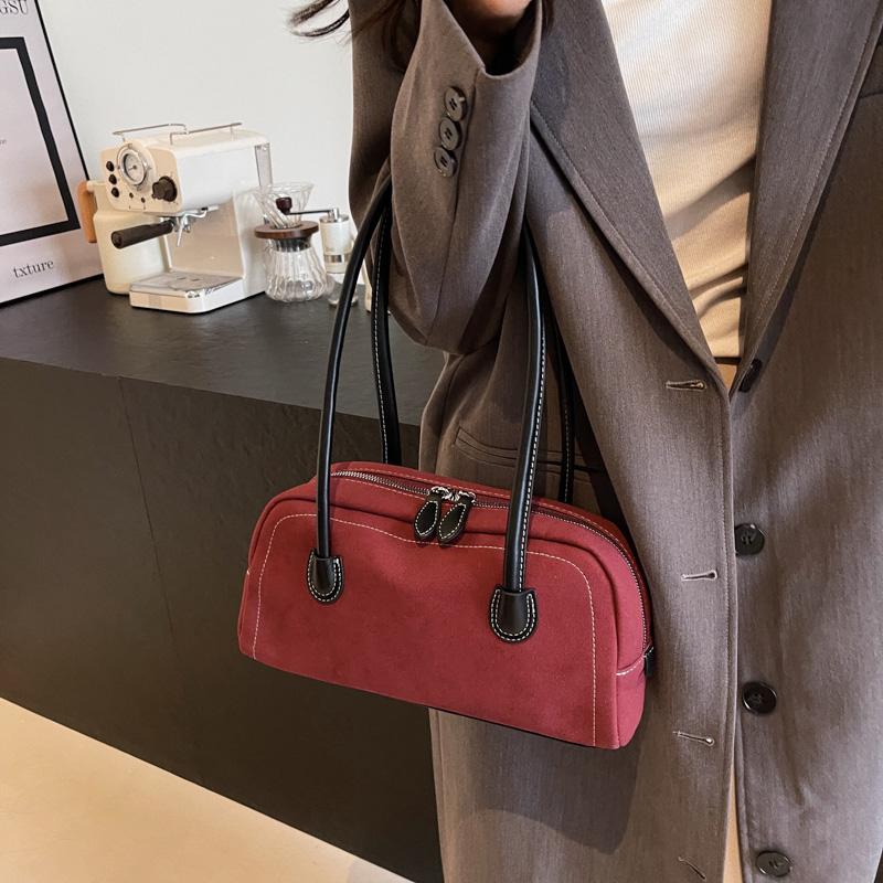 

Наплечная сумка для женщин, многокарманная сумка под мышкой, из искусственной замши, однотонная сумка-тоут, кошелек, сумка под мышкой на молнии для работы, для покупок, ручная сумка вино красного