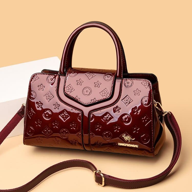 Geprägte glänzende Boston-Tasche Damen-Umhängetasche