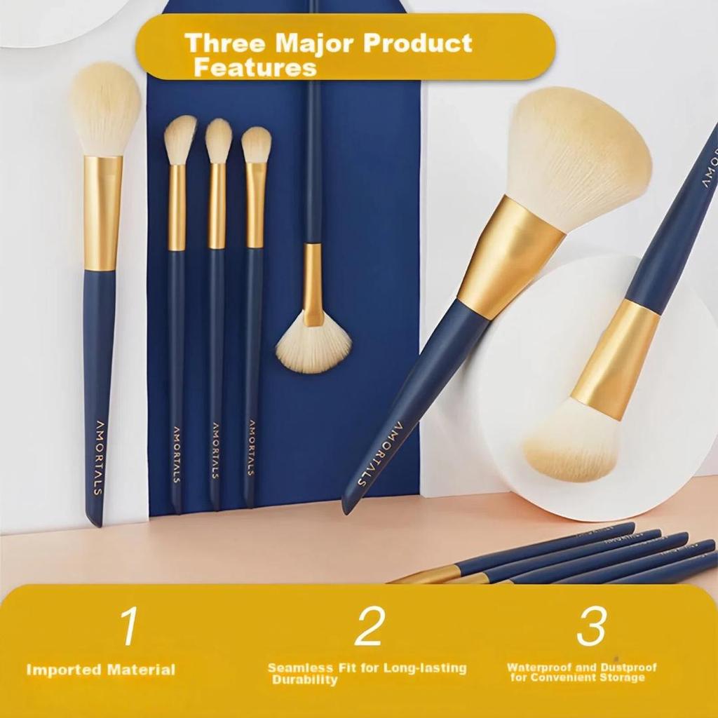 AMORTALS Makeup Brushes Set of 12 (Eye Shadow Brush, Powder Brush, Blush Brush) Portable Beauty Tools