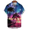 Tropical Palm 3d Print Hawaiian Shirt for Men Summer Beach Street Short Sleeves Tops Harajuku Holiday Lapel Button Loose Blouse