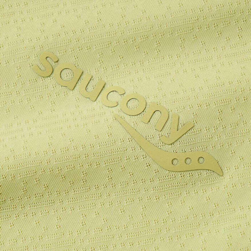 SAUCONY Solid Color Crew Neck Pullover Long Sleeve T-Shirt Women Tops Gray Yellow Green SC1230005DY-GE41