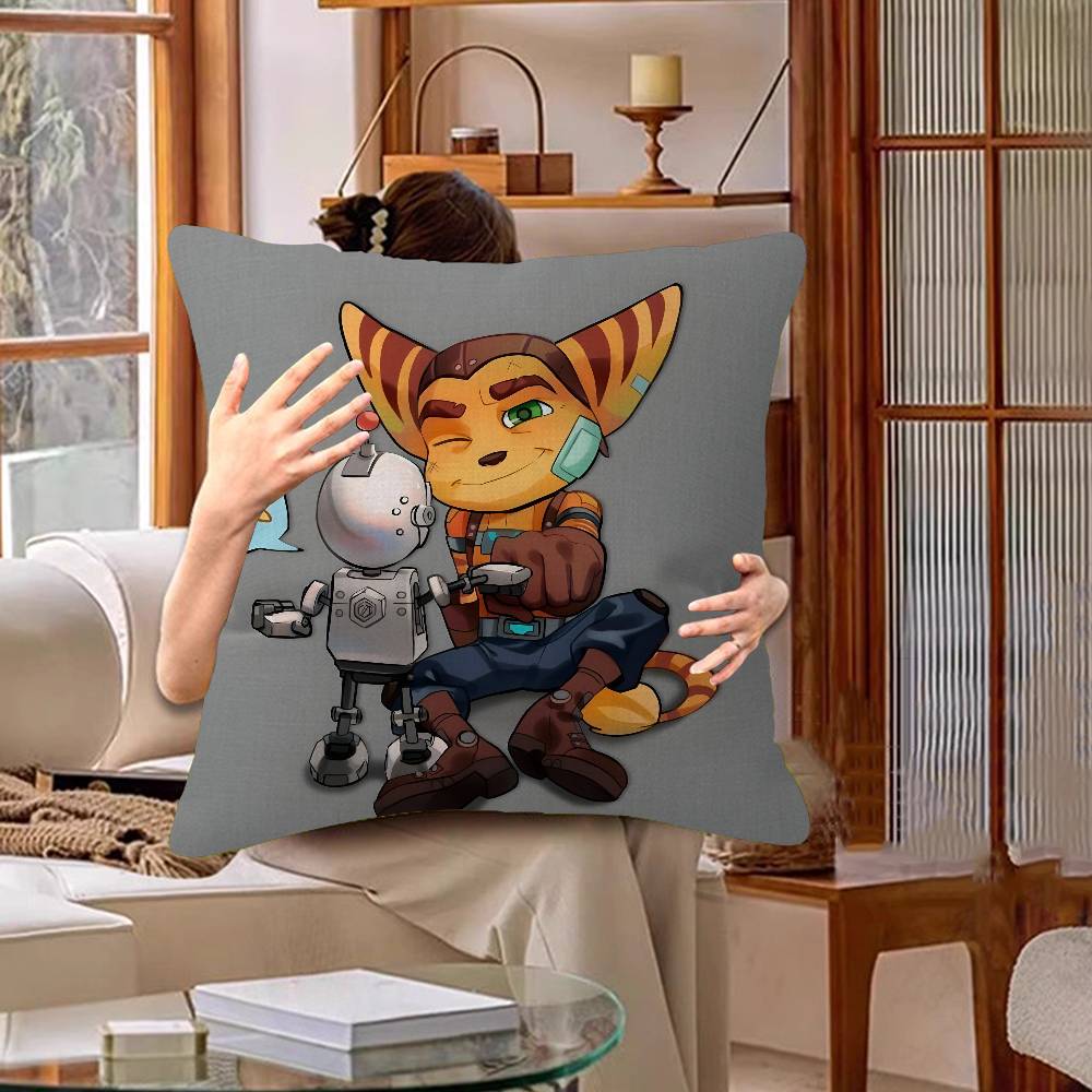 Cartoon R-Ratchet N C-Clank Maple Design Cushion Cover Happy Autumn Harvest Decor Holiday Decorati Pillow Cover