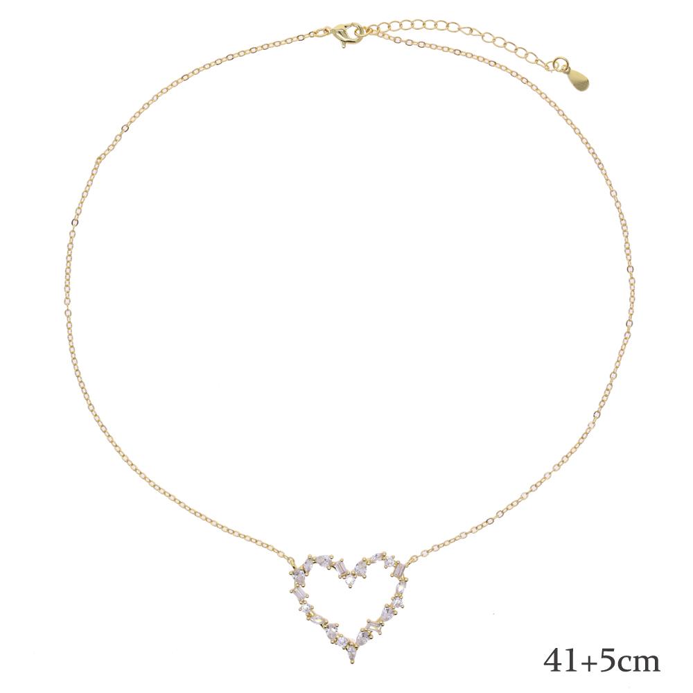New High Quality Micro Pave White CZ Heart Charm Link Chain Necklace Minimal Delicate Lover Girlfriend Fashion Jewelry