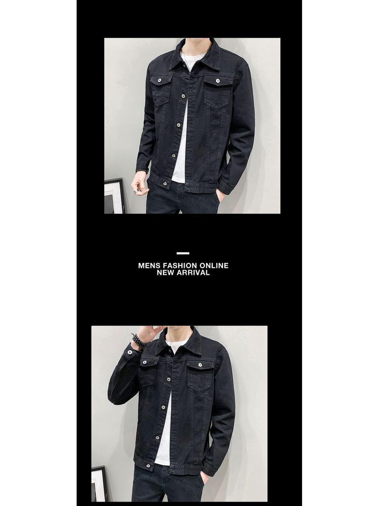 2025 Spring Men's Slim Fit Korean Style Denim Jacket, Plus Size Fashion Casual Cardigan Coat