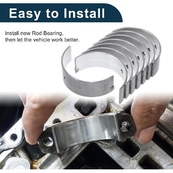 Connecting Rod Bearing Set No.1304174030 for Toyota Camry 1992-2001 Engine Rod Bearing Kit Metal Silver Tone 8 Pcs