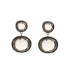 Double-Layer Color-Block Resin Rhinestone Earrings Geometric Alloy Statement Drop Women Gold