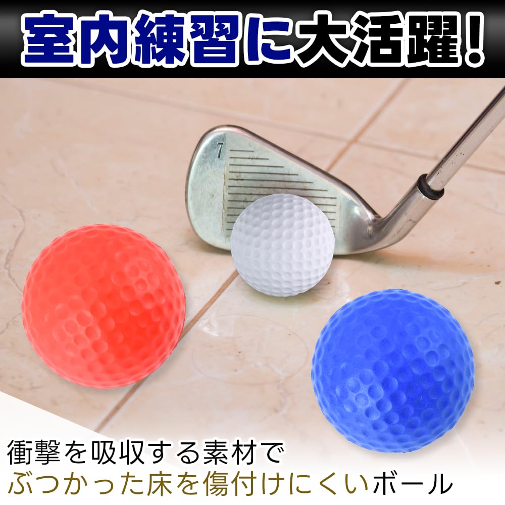 Set of 12 Practice Golf Scratch Indoor Use Balls, Quiet, Dimpled, Shock-Absorbing, Won't Furniture,