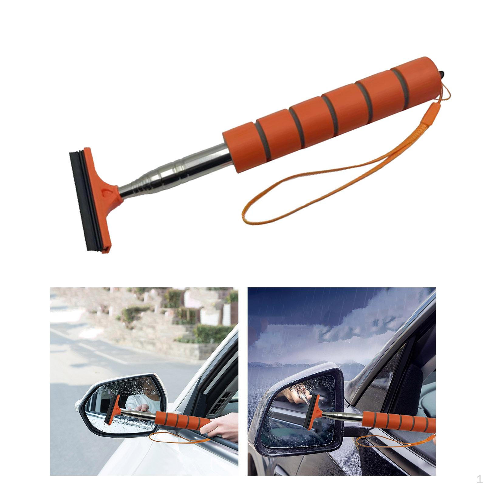 Car Rearview Mirror Wiper Side Squeegee Telescopic Portable Retractable Automotive