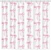 Pink bow shower curtain kawaii watercolor princess style cute bathroom decoration suitable for girls romantic castle theme