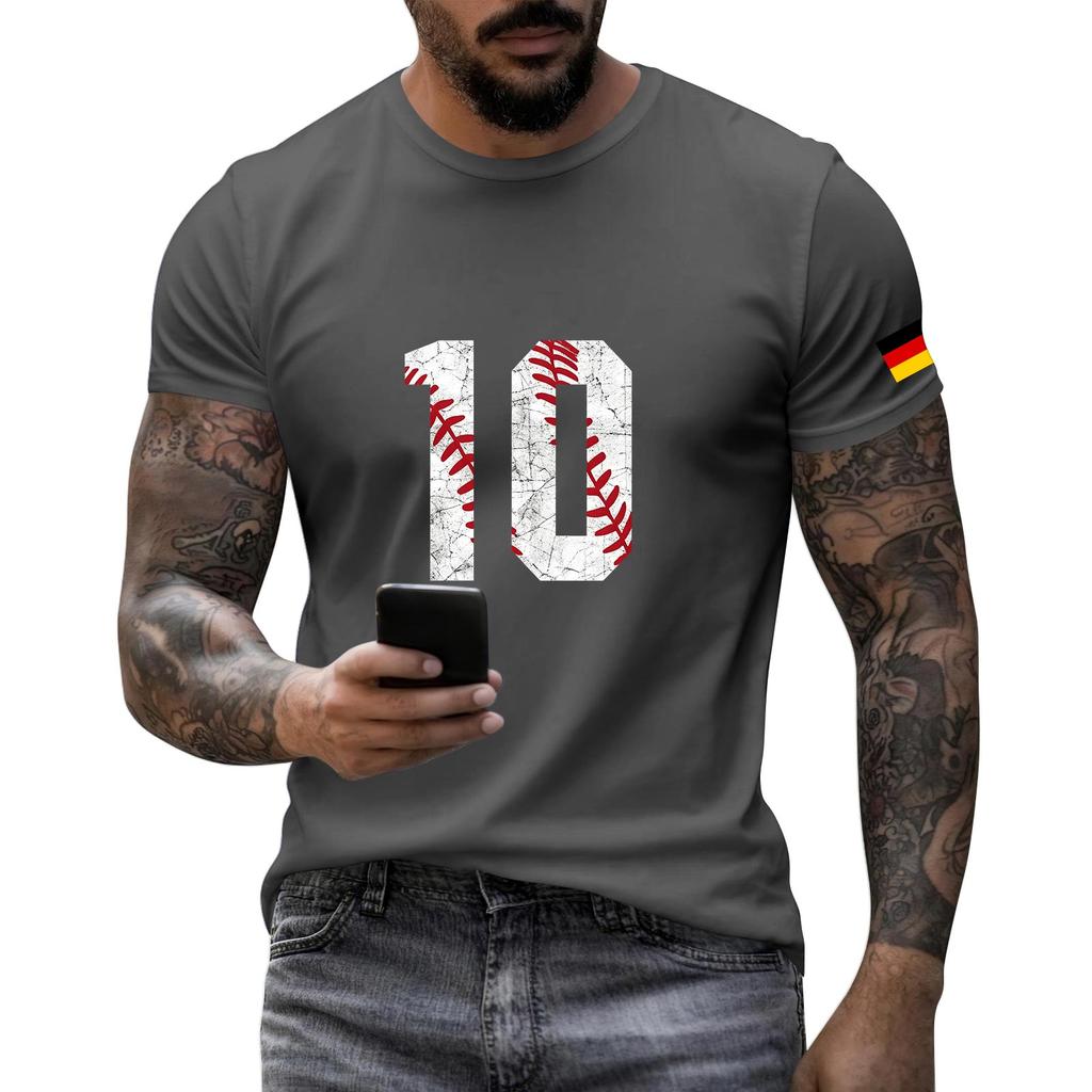 Men's Short Sleeve Crew Neck T-Shirt Germany Graphic Print Split Design Casual Top for Everyday Wear