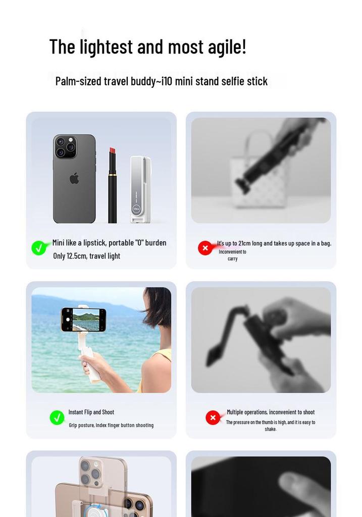Mini Bluetooth Selfie Stick: Portable, Universal, Handheld for Outdoor Travel and Live Streaming