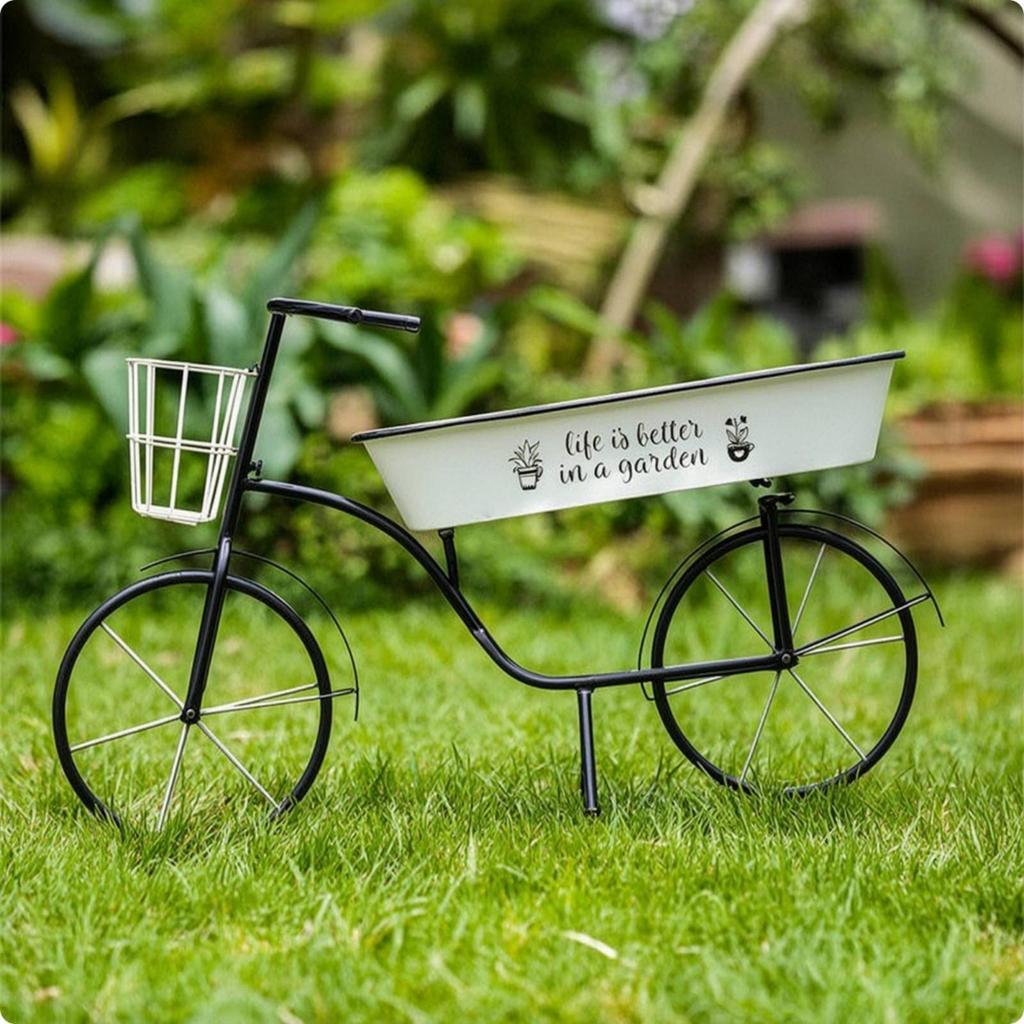 Cycle Plant Stand Outdoor with Baskets Playful for Yard, Gardeners