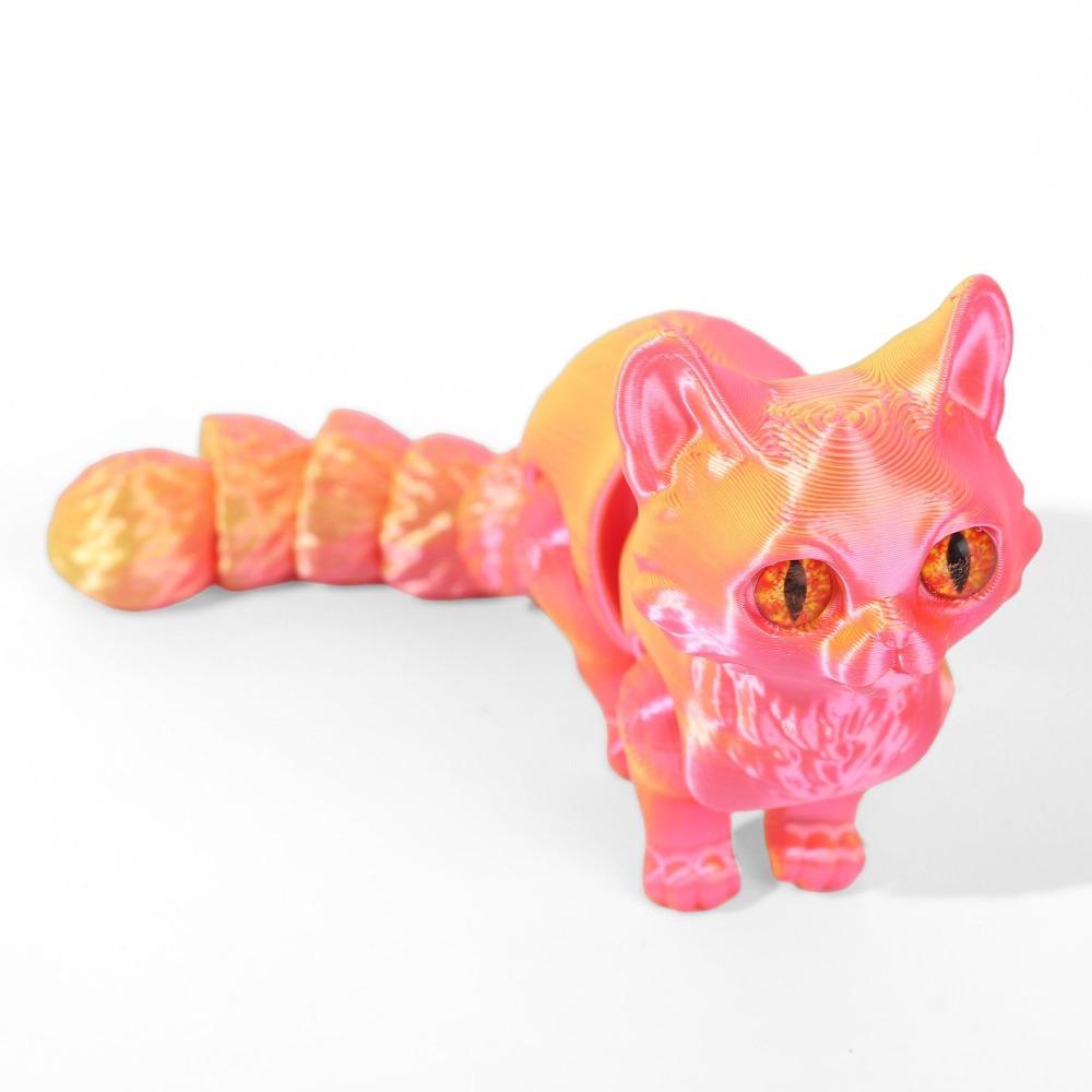 Plastic Material Articulated Cats Doll Big Eyes Cute Cat Figure 3D Printed Cat Model Home Decor