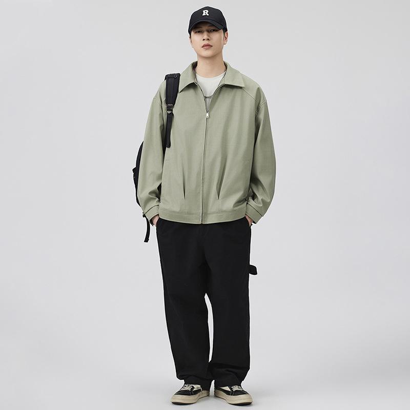 New Coat Men's Lapel Jacket Men's Autumn and Winter Loose Casual Solid Color Joker Tooling Sports