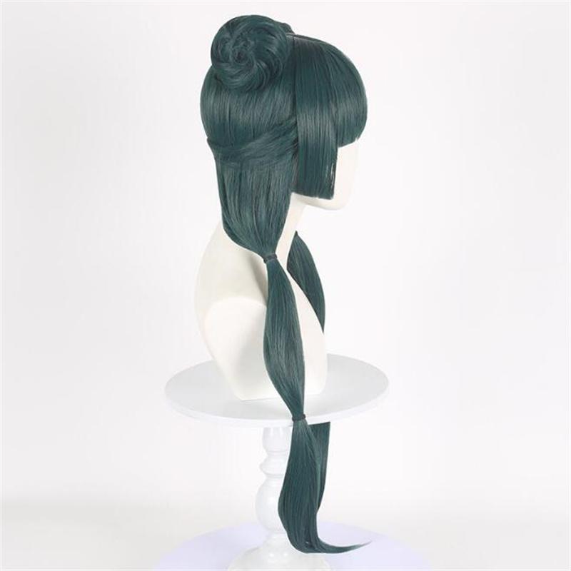 Maomao Cosplay-Perücke, Anime „The Apothecary Diaries“, hitzebeständig, synthetische grüne Haarknoten, Kusuriya no Hitorigoto-Perücken + Perückenkappe