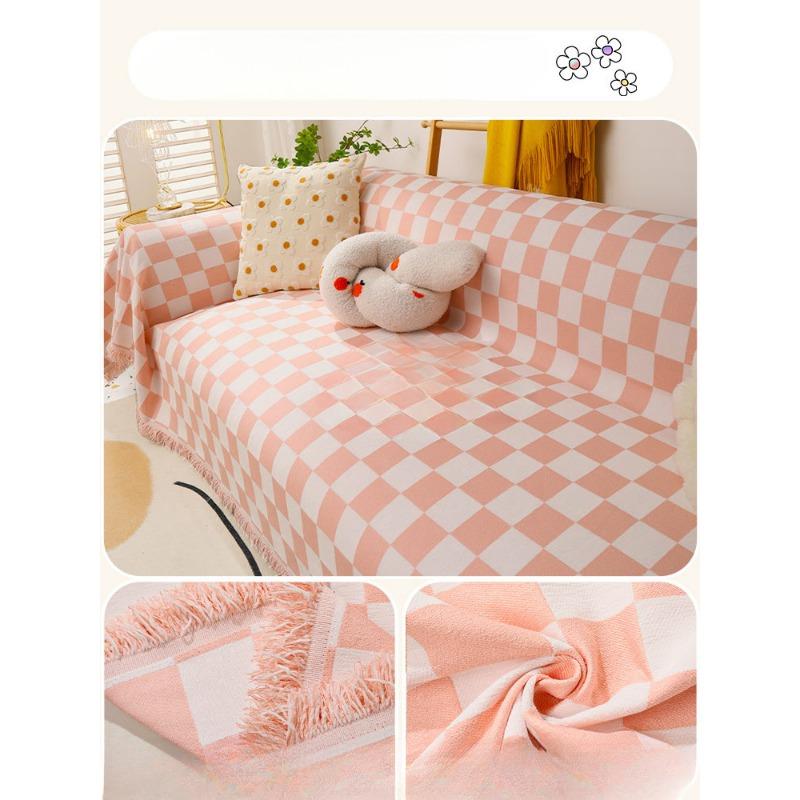 Chessboard Grid Nordic Instagram Style Sofa Cover Cloth Four Seasons Universal Dustproof Double-Sided Can Be Spread Sofa Blanket Cover Towel