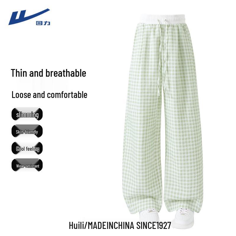 Warrior Women s Plaid Wide-Leg Summer Pants L